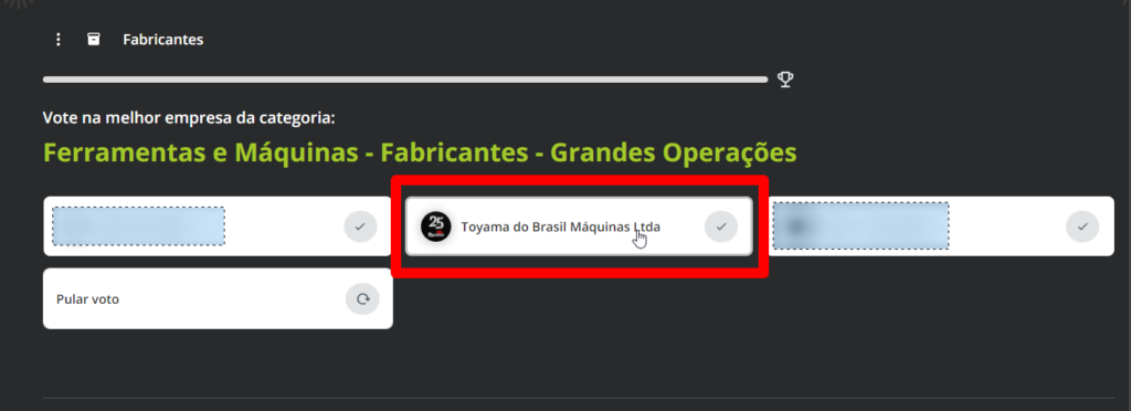 Como votar na Toyama para o Prêmio Reclame Aqui 2024 passo 4.