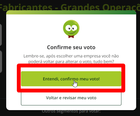 Como votar na Toyama para o Prêmio Reclame Aqui 2024 passo 5.