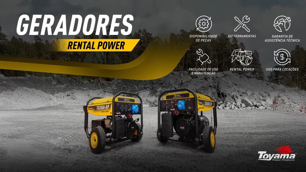 Geradores Toyama Rental Power para construção civil