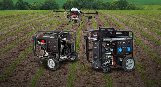 Drones no campo como os geradores de energia Toyama transformam a operação